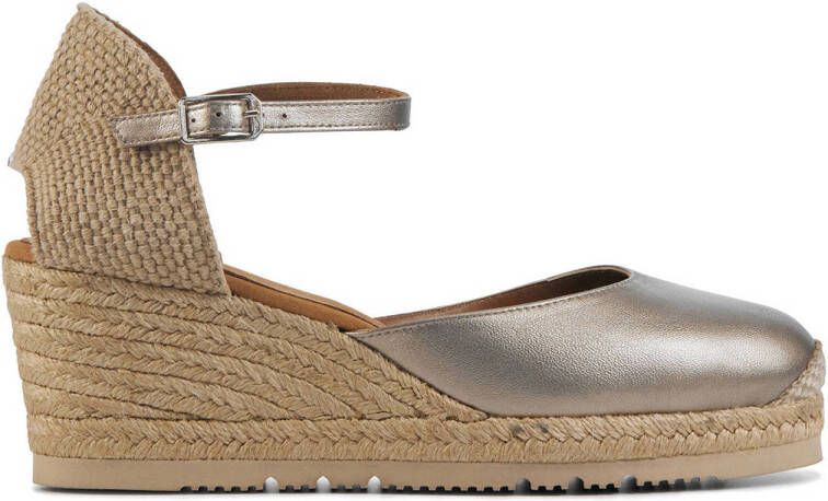 Unisa Espadrilles Dames Damesschoenen Leer Sleehak Hoogte 5 cm Caceres met Brons