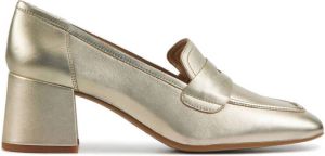 Unisa Dames Pumps Damesschoenen Leer Blokhak hoogte 5 cm Mendo met Goud
