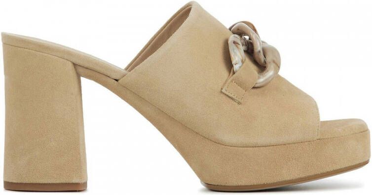 Unisa Slippers Slides Dames Damesschoenen Ofris sue Geen Hoogte 8 cm Beige  - Schoenen.nl