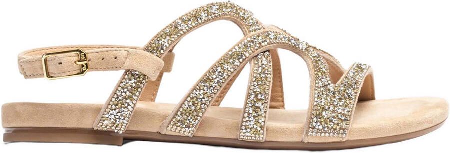 Unisa Comic_Ks suède sandalen met strass beige