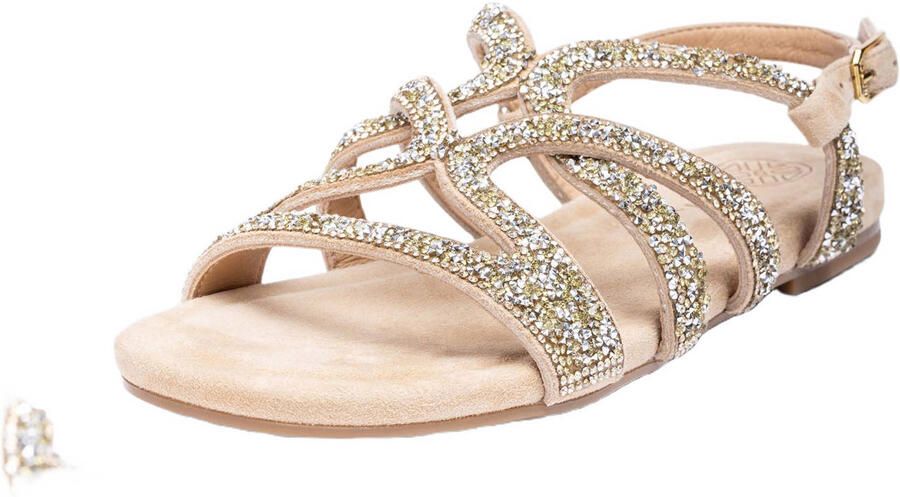 Unisa Comic_Ks suède sandalen met strass beige - Foto 3