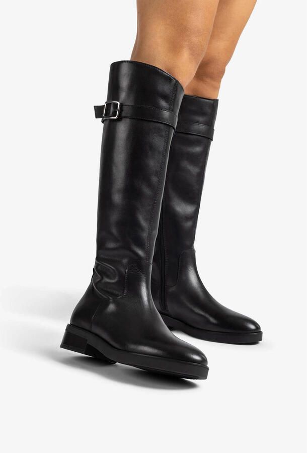 Unisa Edeli_BS leren hoge laarzen zwart