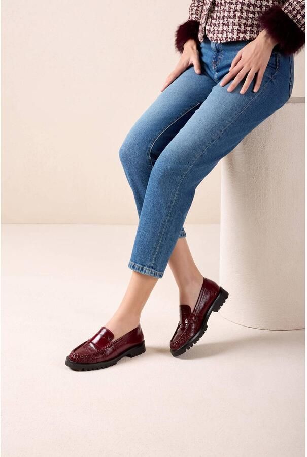 Unisa Fijo Ver lakleren loafers met profielzool bordeaux - Foto 8