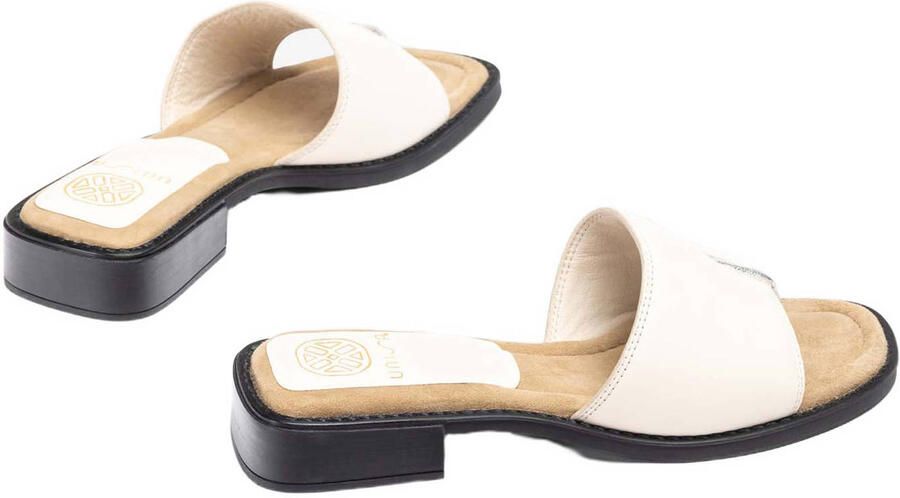 Unisa Handy_26_Gra leren slippers ecru - Foto 3