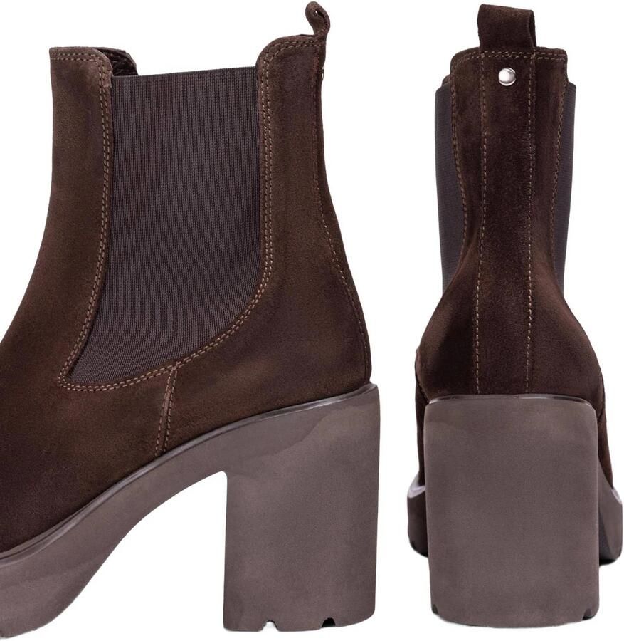Unisa leren chelsea boots met blokhak donkerbruin - Foto 2