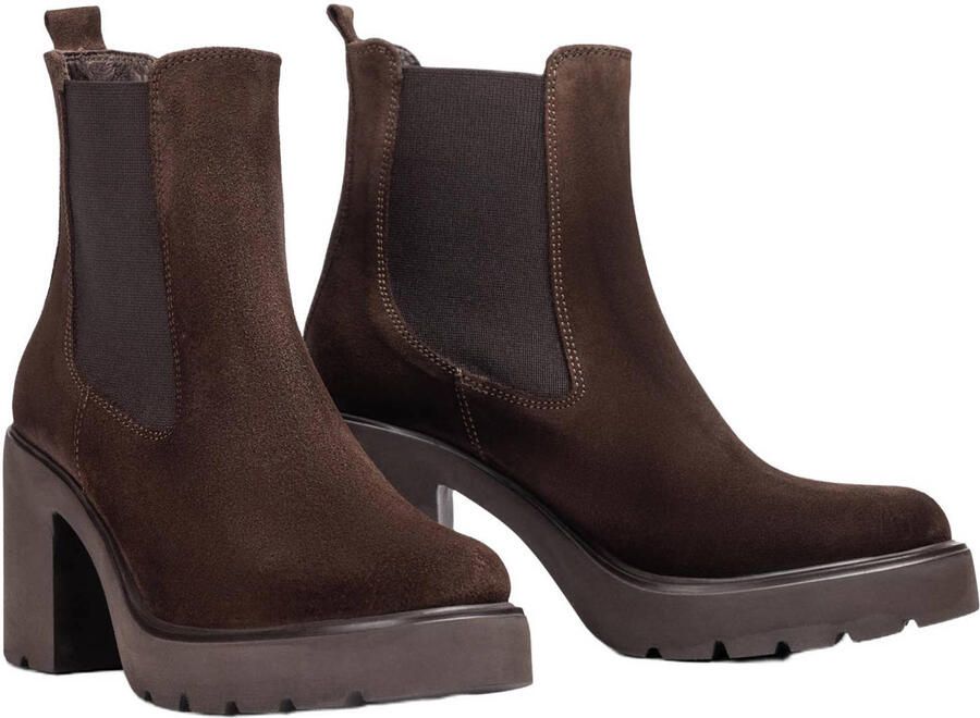 Unisa leren chelsea boots met blokhak donkerbruin - Foto 3