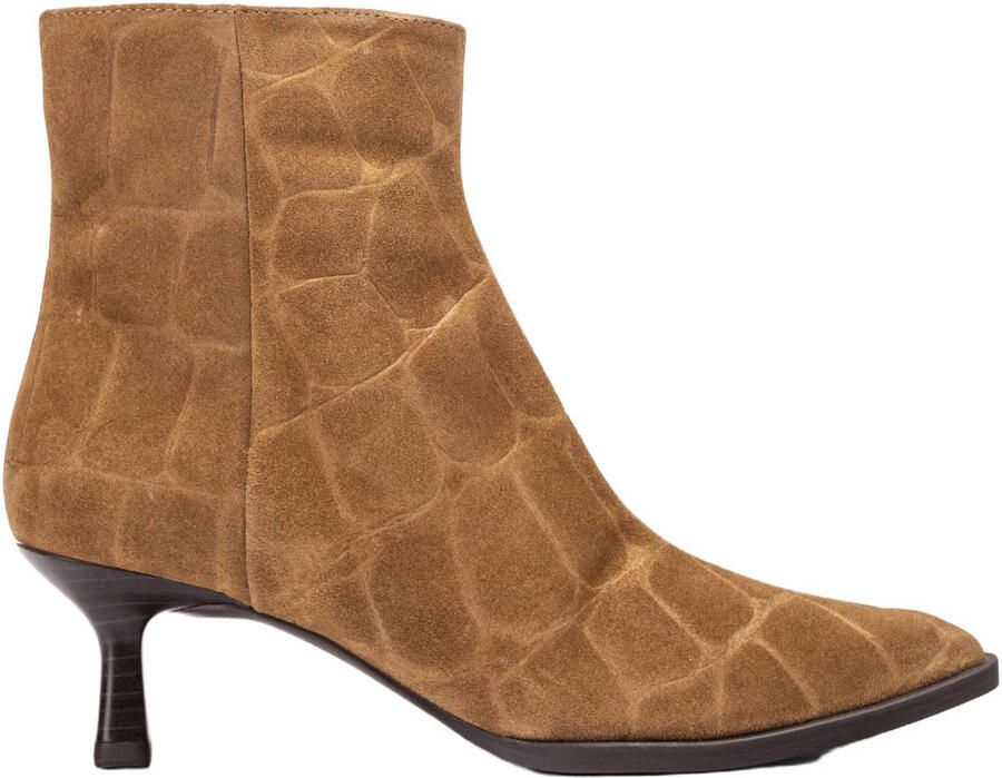 Unisa Lomas leren enkellaarzen met dierenprint cognac