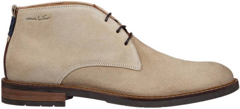 Van Lier Boston suède veterschoenen beige