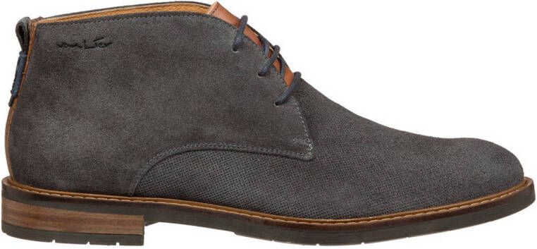 Van Lier Boston suède veterschoenen donkergrijs