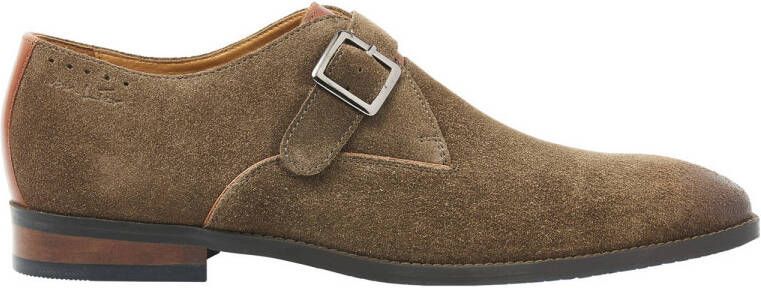 Van Lier Bregenz suède gespschoenen cognac