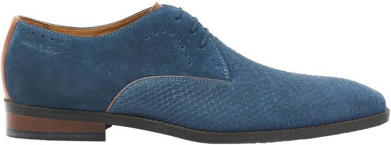 Van Lier Bregenz suède veterschoenen blauw