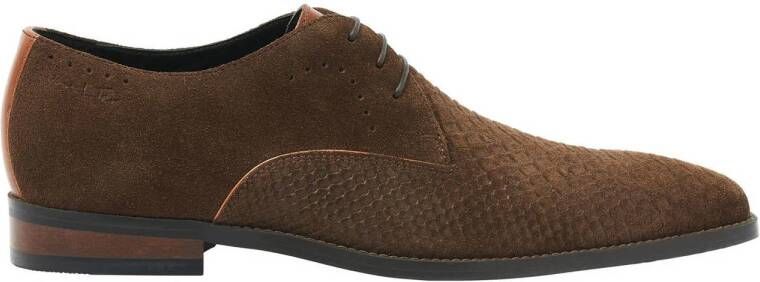 Van Lier Bregenz suède veterschoenen bruin