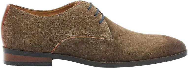 Van Lier Bregenz suède veterschoenen cognac