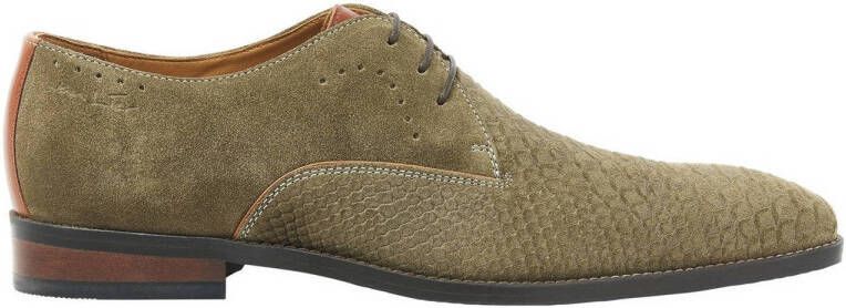 Van Lier Bregenz suède veterschoenen grijsgroen