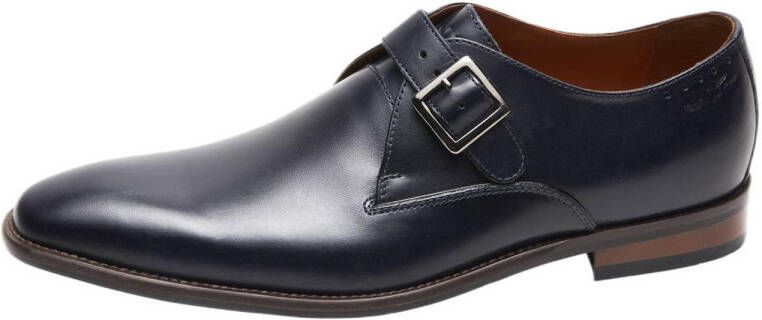 Van Lier Carvalho leren veterschoenen donkerblauw