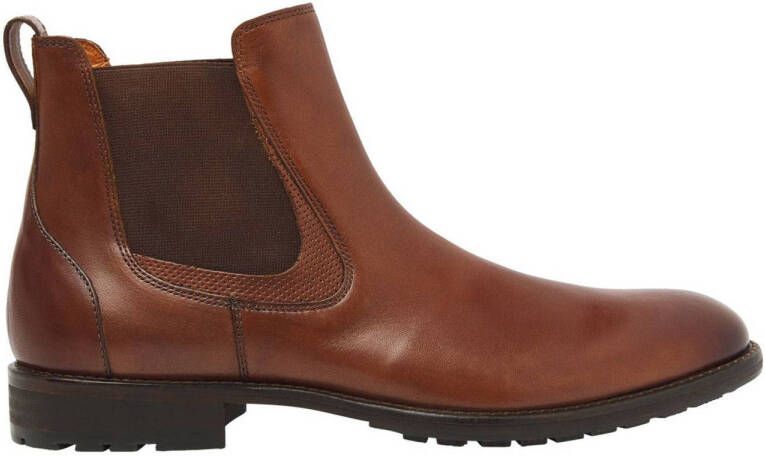 Van Lier Henry leren chelsea boots cognac