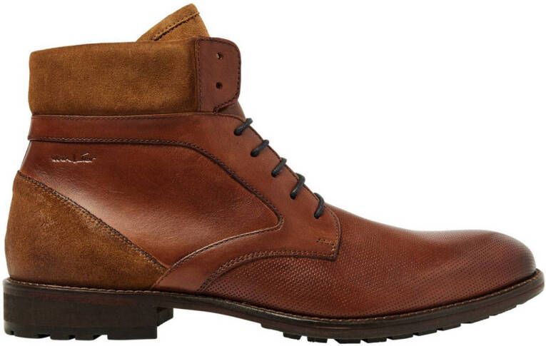 Van Lier Henry leren veterboots cognac