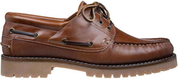 Van Lier leren bootschoenen bruin cognac