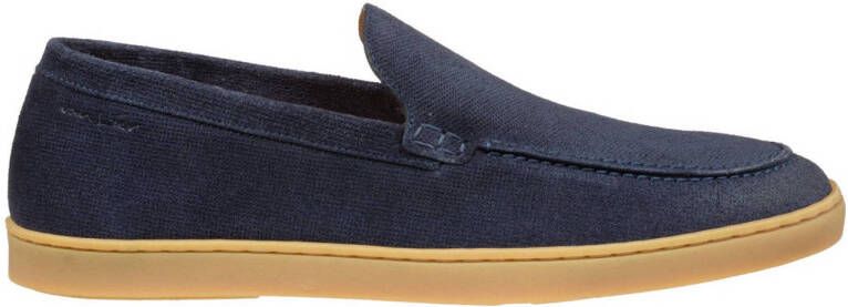 Van Lier Lugano suède loafers donkerblauw