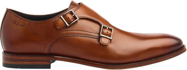 Van Lier Madison leren gespschoenen cognac