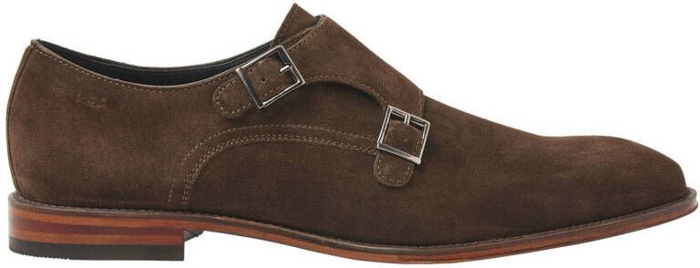 Van Lier Madison suède gespschoenen bruin