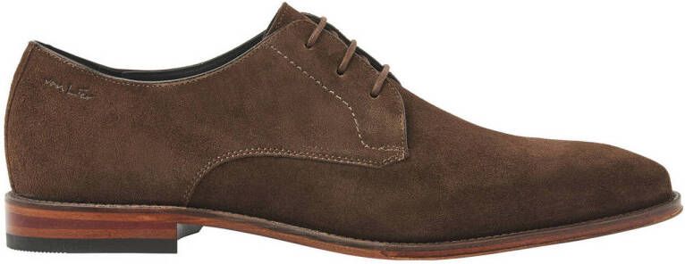 Van Lier Madison suède veterschoenen bruin