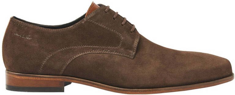 Van Lier Rhodes suède veterschoenen bruin