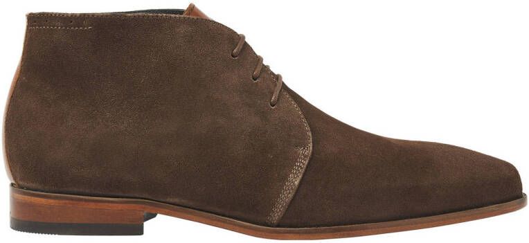 Van Lier Rhodes suède veterschoenen bruin