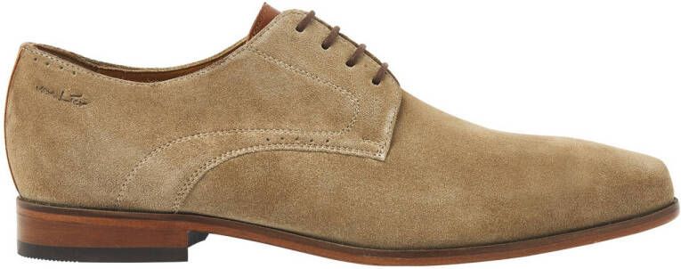 Van Lier Rhodes suède veterschoenen taupe