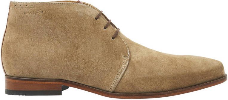 Van Lier Rhodes suède veterschoenen taupe