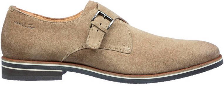Van Lier suède gespschoenen beige