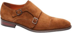 Van Lier suède gespschoenen cognac