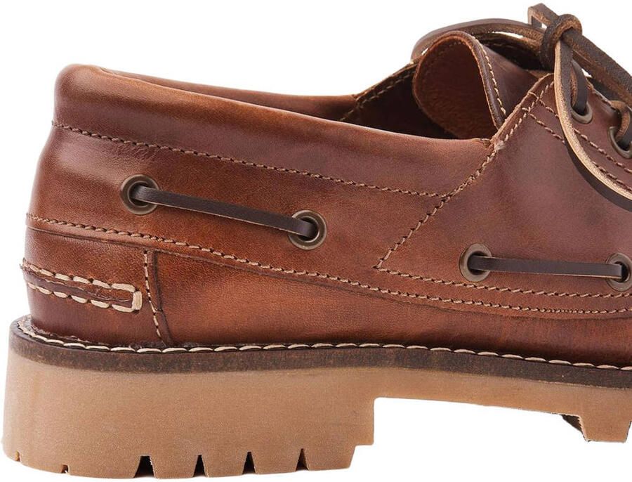 Van Lier leren bootschoenen met profielzool cognac - Foto 2