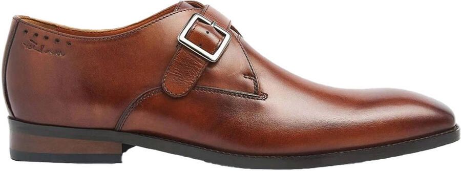 Van Lier leren gespschoenen cognac