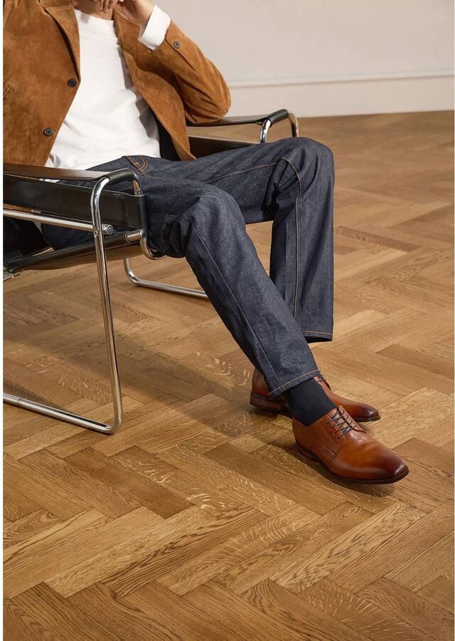 Van Lier Heren Cognac leren veterschoenen - Foto 2