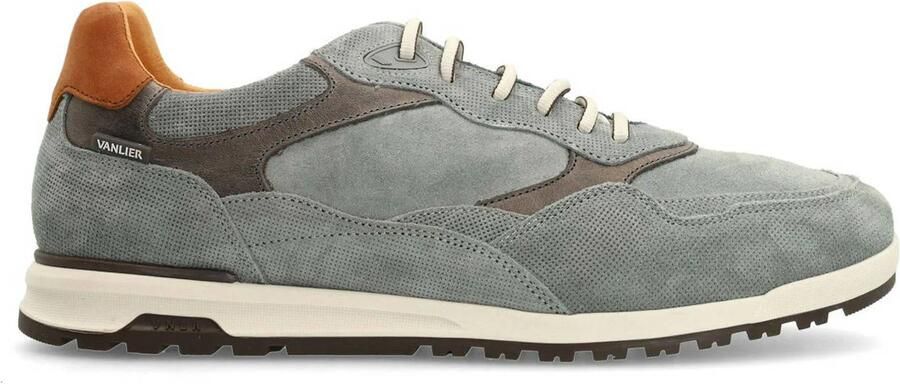 Van Lier Heren Grijze suède sneakers met leren details