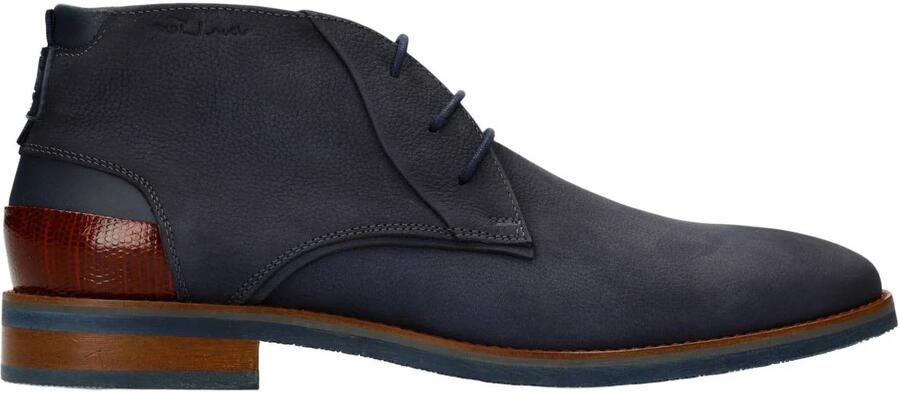 Van Lier Heren Donkerblauwe nubuck veterschoenen