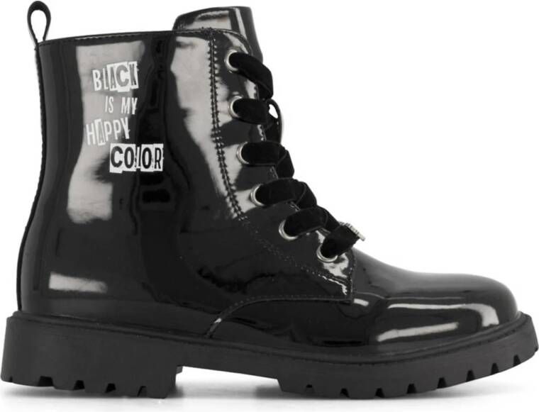 vanHaren lak veterboots zwart