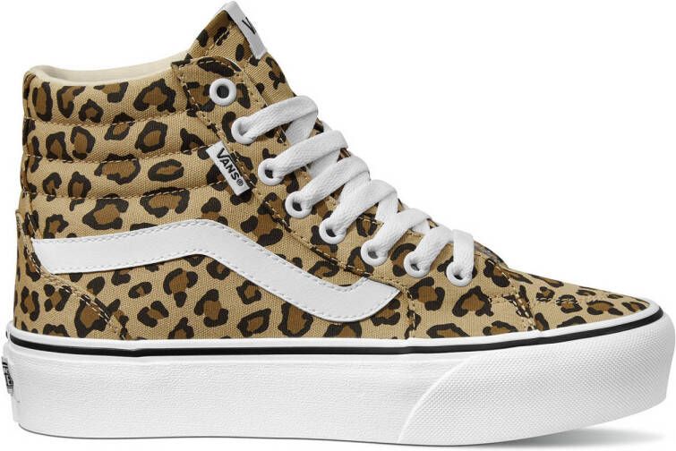 VANS Filmore Hi Platform Animal sneakers met panterprint camel wit