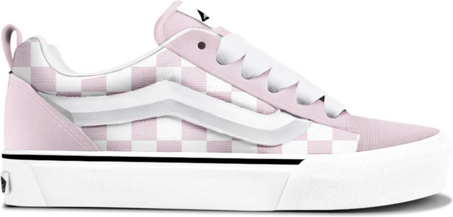 VANS Knu Skool Checkerboard suède sneakers lichtroze wit