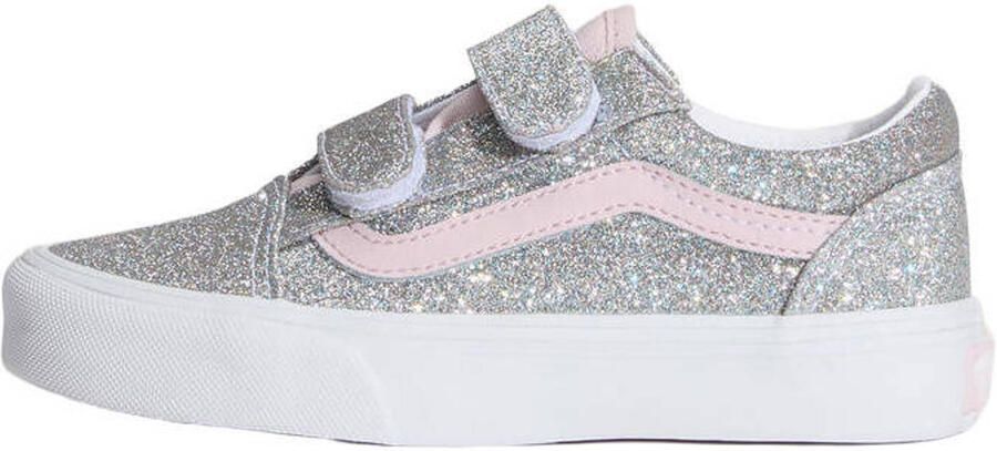VANS Old Skool Glitter leren sneakers zilvergrijs lichtroze