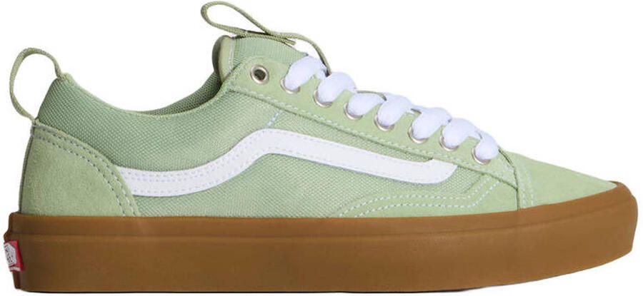 Vans Skate Old Skool leren sneakers lichtgroen wit