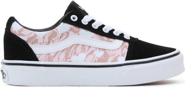 VANS Ward Marble Hearts sneakers roze zwart wit