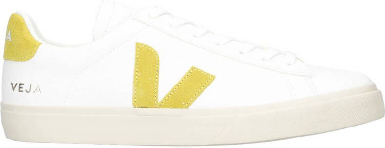 Veja Gecoate Katoenen Sneakers Wit Limoengroen White