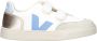 Veja SMALL V-12 leren sneakers wit lichtblauw goud - Thumbnail 1