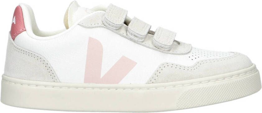 Veja Small V-90 leren sneakers wit roze