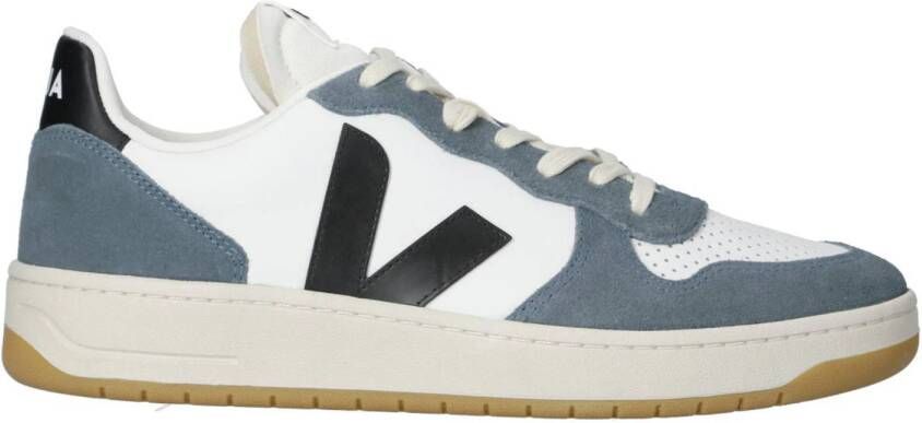 Veja V-10 leren sneakers blauw wit
