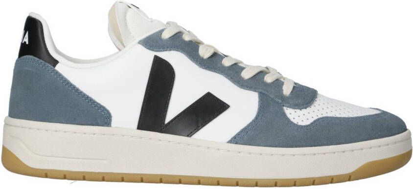 Veja V-10 leren sneakers blauw wit