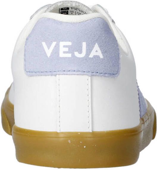 Veja Esplar Logo leren sneakers wit lichtblauw