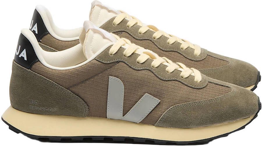 Veja Rio Branco II suède sneakers met logo groen grijs